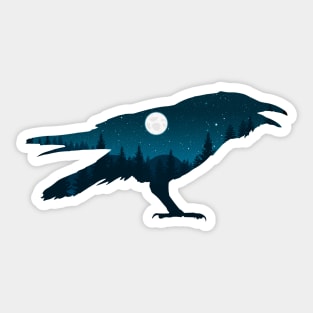 Night Forest Raven Sticker